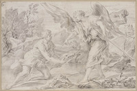 K II 028
<br/>
Tobias en de aartsengel Rafaël met de vis
<br/>
<em>Lucatelli, Pietro (ca. 1634-1710)</em>